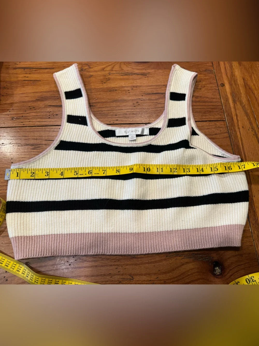 Anthropologie Size XL Striped Knit Cardigan, Crop Top & Shorts Set -Pink & Black - Picture 12 of 15